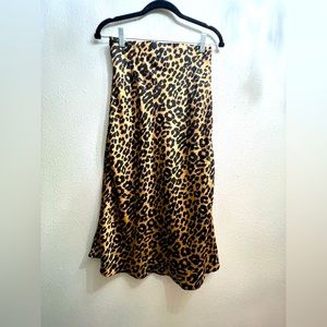 Silky Midi Leopard Skirt Size S